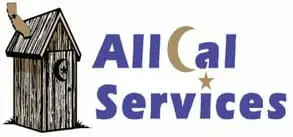 AllCal-Services-Stand-Alone Logo of All Cal Services featuring a rustic outhouse next to stylized text "All Cal Services" with a star