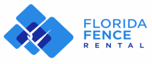 Florida-Fence-Rental-Standalone-Color Florida Fence Rental logo featuring blue diamond graphic next to the company name in blue text