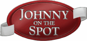 JOTS-GA-Logo Johnny on the Spot logo with bold, capitalized white letters on a glossy red background