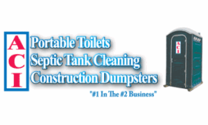 aci_services_logo ACI logo featuring text "Portable Toilets Septic Tank Cleaning Construction Dumpsters" and an image of a green portable toilet