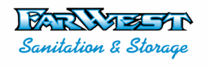 farwest_logo FarWest Sanitation & Storage logo featuring stylized icy blue text with white highlights