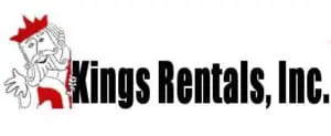 kings_rentals_logo_0 King Rentals, Inc. logo featuring a cartoon-style king in red and white robes, holding a large key, next to the company's name in black text