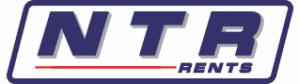 NTR Rents logo featuring bold, uppercase letters "NTR" in blue, above the word "rents" in smaller font, separated by a horizontal red line
