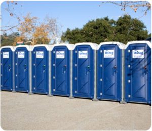 row of porta potties