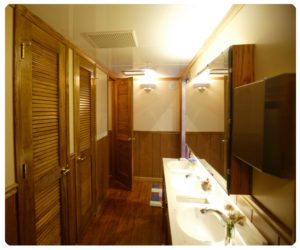 Restroom trailer interior